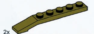 Slope plate 1 x 8 in Green, Light Olive Drab (Metallic)