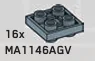 Plate Modified 2 x 2 connector: male:male in Gray, Light (Metallic)