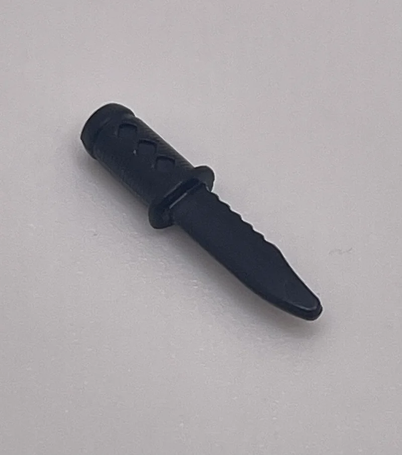 Melee: Combat Knife w/ Triple Diamond Detail on Handle & Slot for Peg Attachment in Black