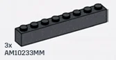 Brick 1 x 8 in Gray, Dark (Metallic)