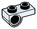 Connector Plate 1 x 2 with Axle Pin Hole on Bottom in Gray, Pale Blue