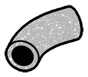 Connector: pipe, small 3 studs long, curved in Gray, Steel