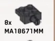 Plate Modified 2 x 2 two-thirds-height with axle in Gray, Dark (Metallic)