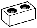 Brick 1 x 2 two-thirds height connector, female:female in White