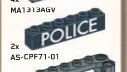 Brick 1 x 6 w/ Printed Police in white in Gray, Dark Smoke