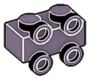 Brick Modified 1 x 2 two-thirds height, with 4 studs on side in Purple, Dark