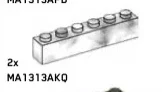 Brick 1 x 6 in White with Black Marbling (Camo)