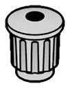 Cylinder 1 x 1 Knob fluted with small hole on top in Gray, Dull