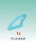 Airplane Tail 1 x 4 with backswept vertical hydrofoil, open frame in Blue, Light