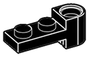 Connector Plate 1 x 2 with vertical axlehole at end in Black