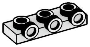 Plate 1 x 3 with three studs on side, ascending in Gray, Dull