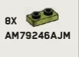 Plate 1 x 2 with hollow studs in Green, Medium (Camo)