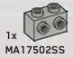 Brick Modified 1 x 2 with side studs in Gray, Silver