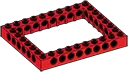 Connector: brick 8 x 10 with open center 6 x 8 in Red, Flame