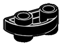 Plate 1 x 2 half-round Connector: male:male in Black