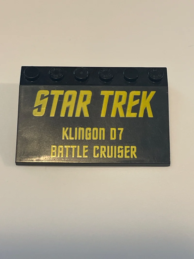 Slope 25 4 x 6 printed with ''Klingon D7 Battle Cruiser''