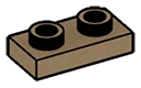 Plate 1 x 2 with hollow studs in Brown, Teak