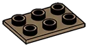 Tile Modified 2 x 3 Inverted (half hight) in Brown, Teak
