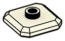 Plate 2 x 2 faceted with one central stud in White, Bleached Bone