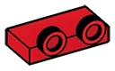 Tile 1 x 2 with two studs on side, ascending in Red, Flame