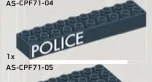 Brick 2 x 10 w/ Printed Police in White - Left in Gray, Dark Smoke