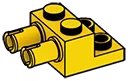 Tech: plate 2 x 2 with axle pins adjacent in Yellow, Lemon