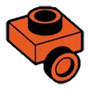 Bracket 1 x 1 with one stud on side, descending in Orange, Marigold