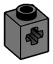 Brick 1 x 1 with cruciform axle hole in Gray, Dark (Flake)