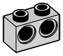 Connector Brick 1 x 2 with two holes in Gray, Dull
