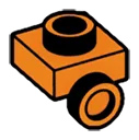 Bracket 1 x 1 with one stud on side, descending in Orange, Smoky