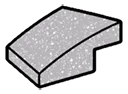 Slope plate 1 x 1 with curved slope & small lip, right in Gray, Steel