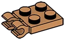 Plate Modified 2 x 2 with horizontal clips in Brown, Light Nougat