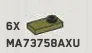 Plate Modified 1 x 2 with one stud, offset in Green, Olive Drab (Infinite Green) (Metallic)