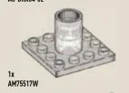 Lock joint, female, upright cylinder on 4 x 4 plate base in Clear (Translucent)