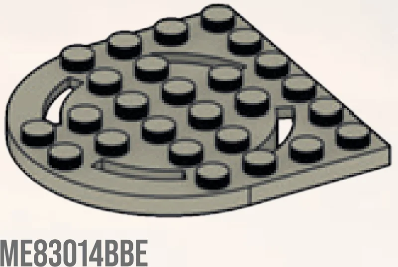 6 x 6 turntable top, half round in Beige, Dark
