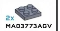 Plate 2 x 2 in Gray, Light (Metallic)