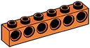 Brick 1 x 6 with 6 holes in Orange, Bright