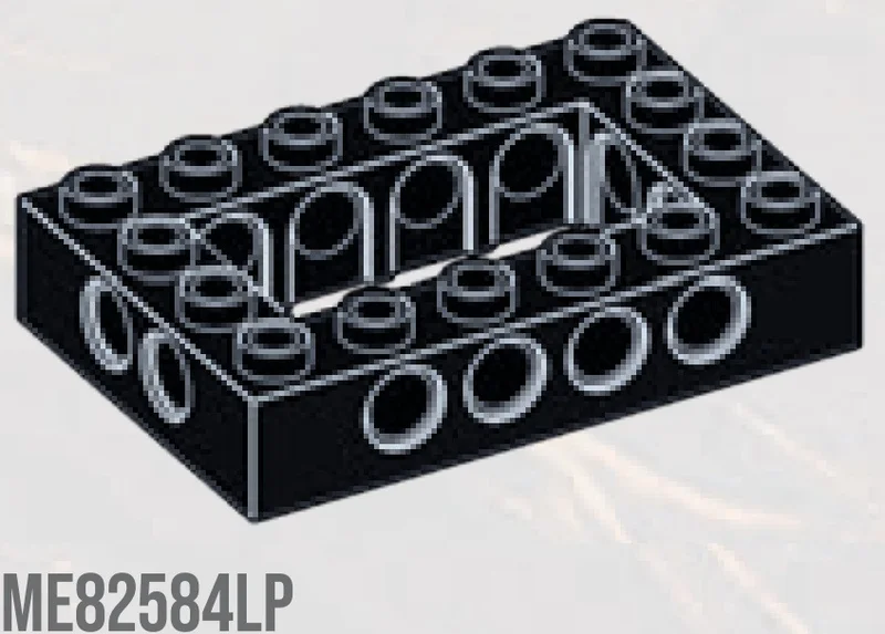 Connector: Brick 4 x 6 Open Center with pin holes in Grey, Charcoal