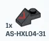 Slope 45 1 x 1 with 1 x 1 Plate - W/ Right Red Triangle in Gray, Dark (Metallic)