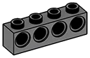 Connector Brick 1 x 4 with holes in Gray, Dark (Flake)