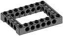 Connector: Brick 6 x 8 female:female and open Center with pin holes in Gray, Dark (Flake)