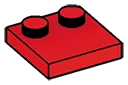 Plate Modified 2 x 2 with two studs offset in Red, Flame