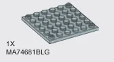 Plate 6 x 6 with holes through corner studs, new in Gray, Dull