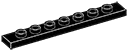 Plate 1 x 8 with seven studs in Black