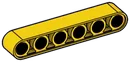 Connector liftarm thick 1 x 6 with 6 pin holes in Yellow, Lemon