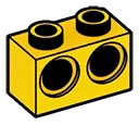 Connector Brick 1 x 2 with two holes in Yellow, Lemon