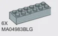 Brick 2 x 6 in Gray, Dull