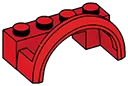 Brick 1 x 4 with offset wheel arch in Red, Flame