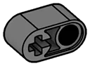 Connector: beam 1 x 2 with round hole and axle hole in Gray, Dark (Flake)