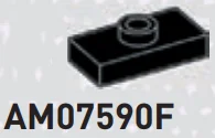 Plate 1 x 2 with one stud, center in Black